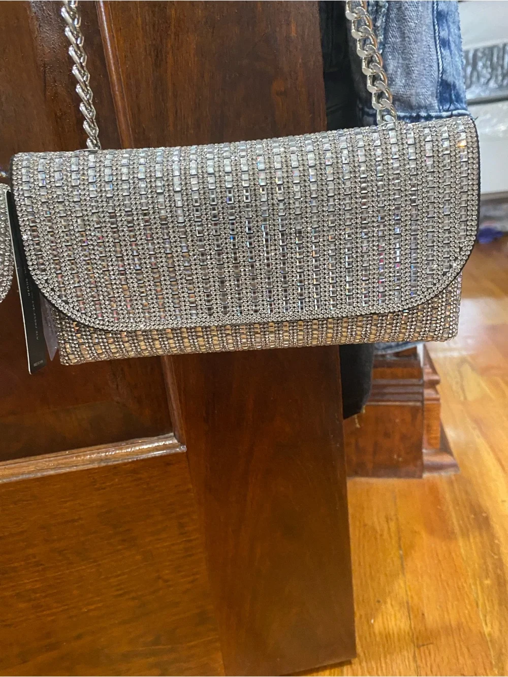 Sparkling Silver Rhinestone Chain Shoulder Bag - Picture 1 of 4